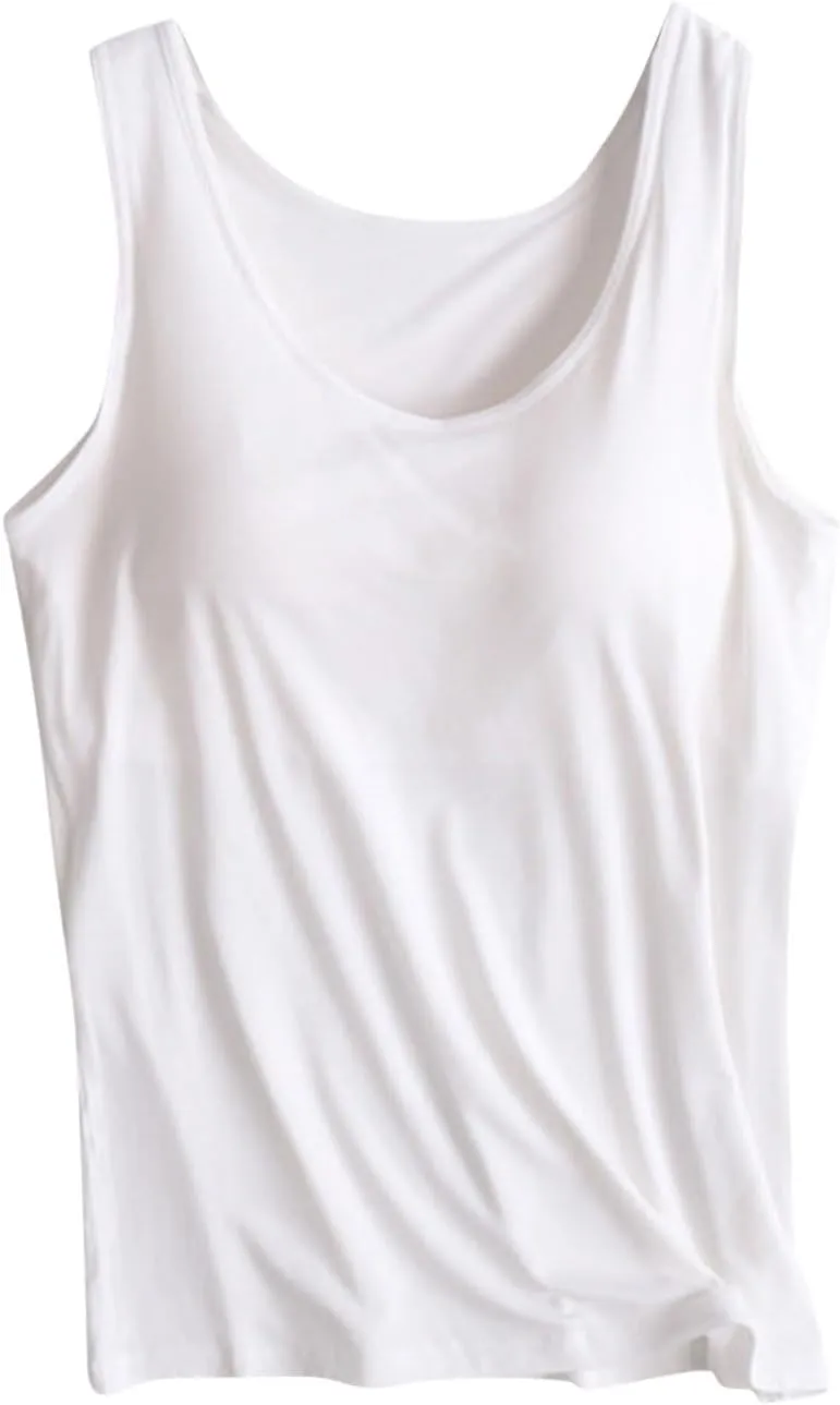 Tank Top with Built in Bra for Women Basic Sleeveless Vest Sports Yoga Workout Tee Summer T Shirts 2025