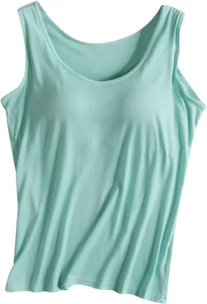 Tank Top with Built in Bra for Women Basic Sleeveless Vest Sports Yoga Workout Tee Summer T Shirts 2025
