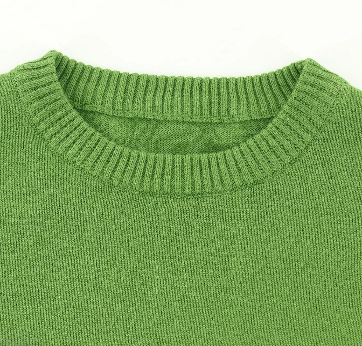 Toddler Boys Girls Crewneck Cable Knit Sweaters Kids Long Sleeve Chunky Pullover Tops 18 Months-8 Years