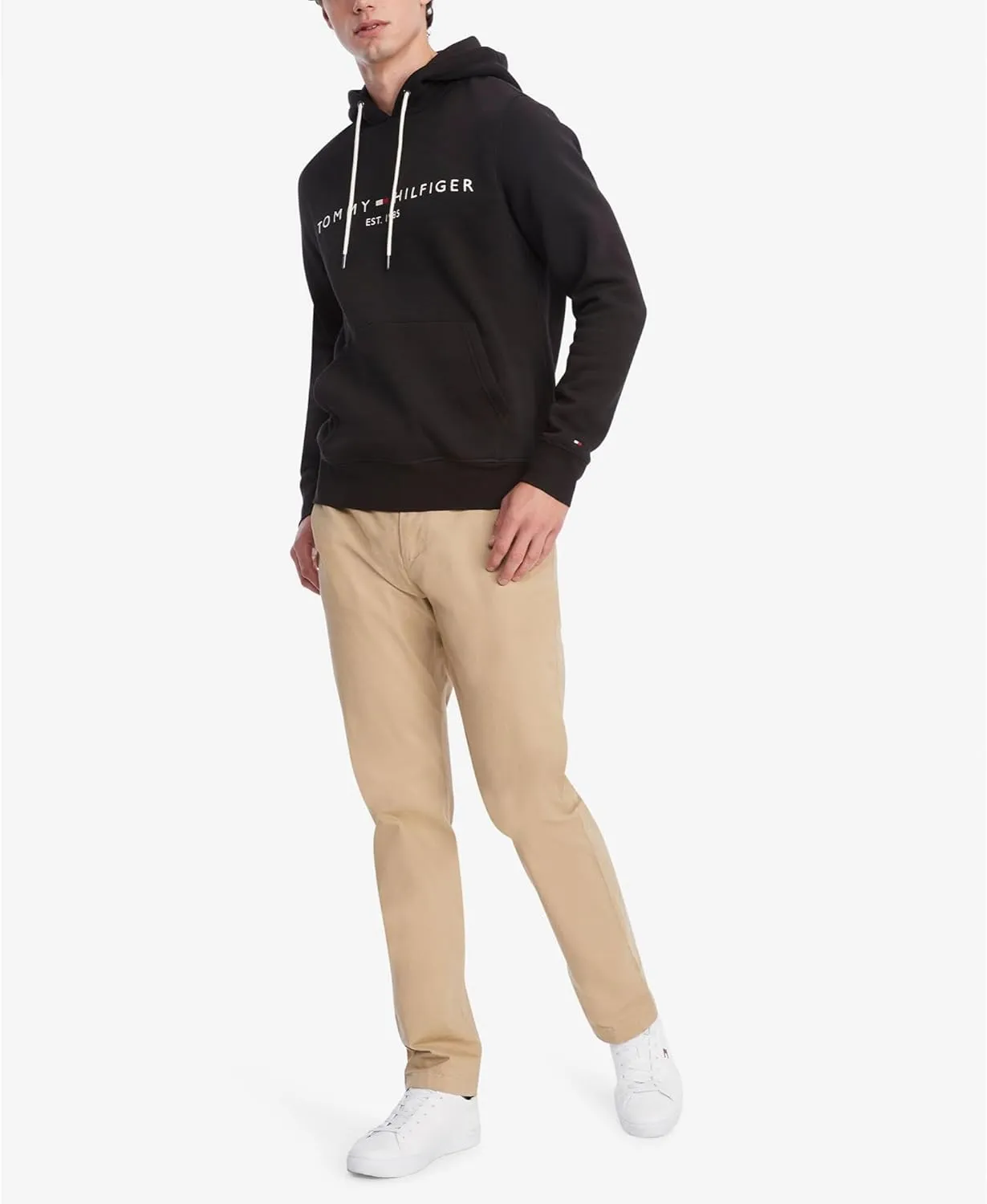 Tommy Hilfiger Men's Medium Weight Fleece Hoodie Sweatshirt with Embroidered Logo, Also Available in Big & Tall