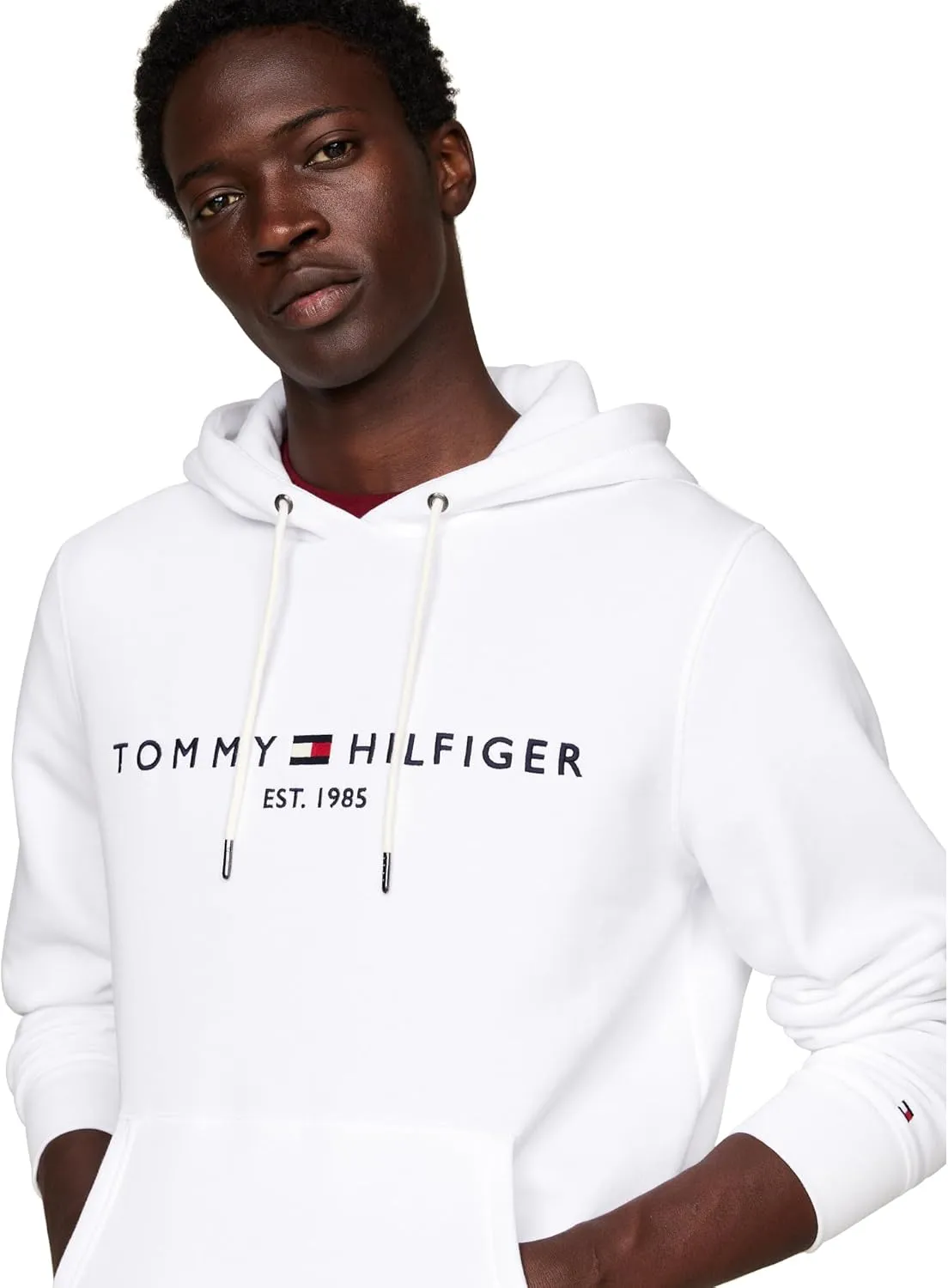 Tommy Hilfiger Men's Medium Weight Fleece Hoodie Sweatshirt with Embroidered Logo, Also Available in Big & Tall