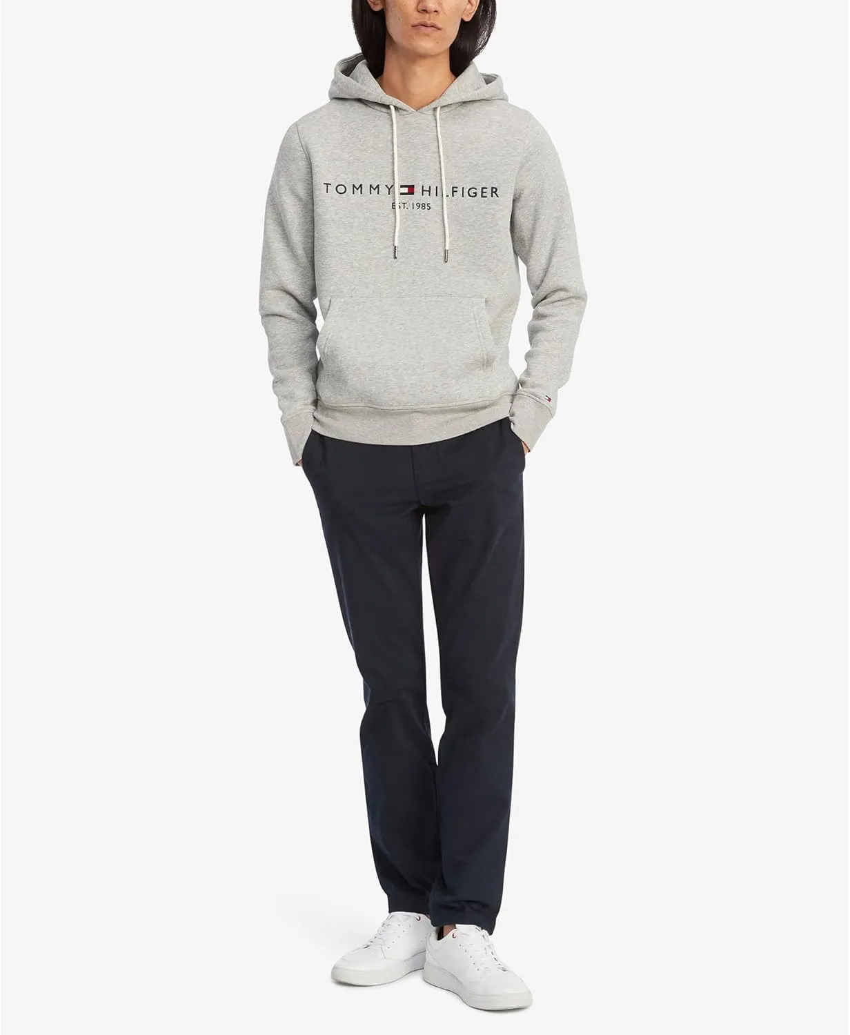 Tommy Hilfiger Men's Medium Weight Fleece Hoodie Sweatshirt with Embroidered Logo, Also Available in Big & Tall