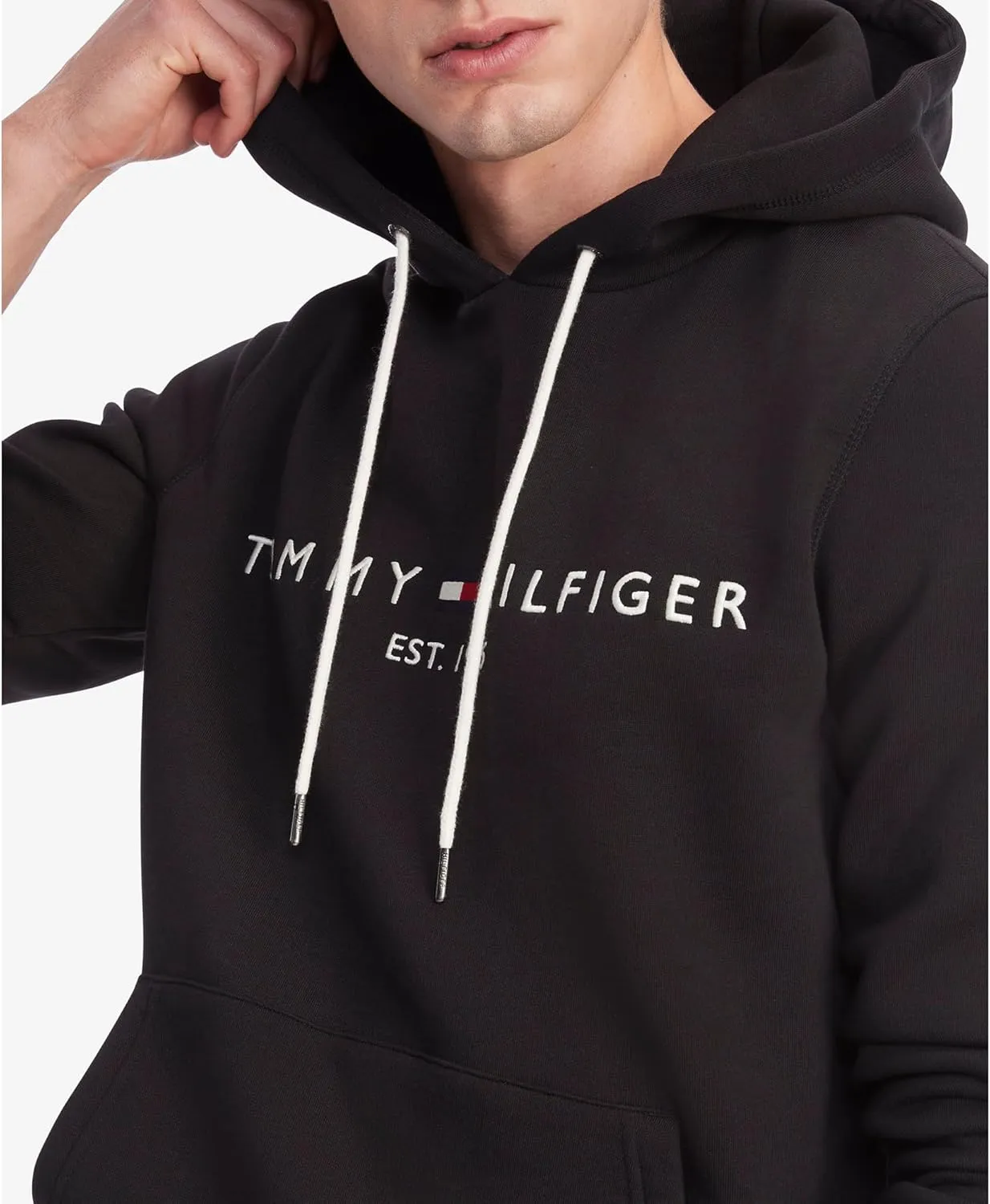 Tommy Hilfiger Men's Medium Weight Fleece Hoodie Sweatshirt with Embroidered Logo, Also Available in Big & Tall