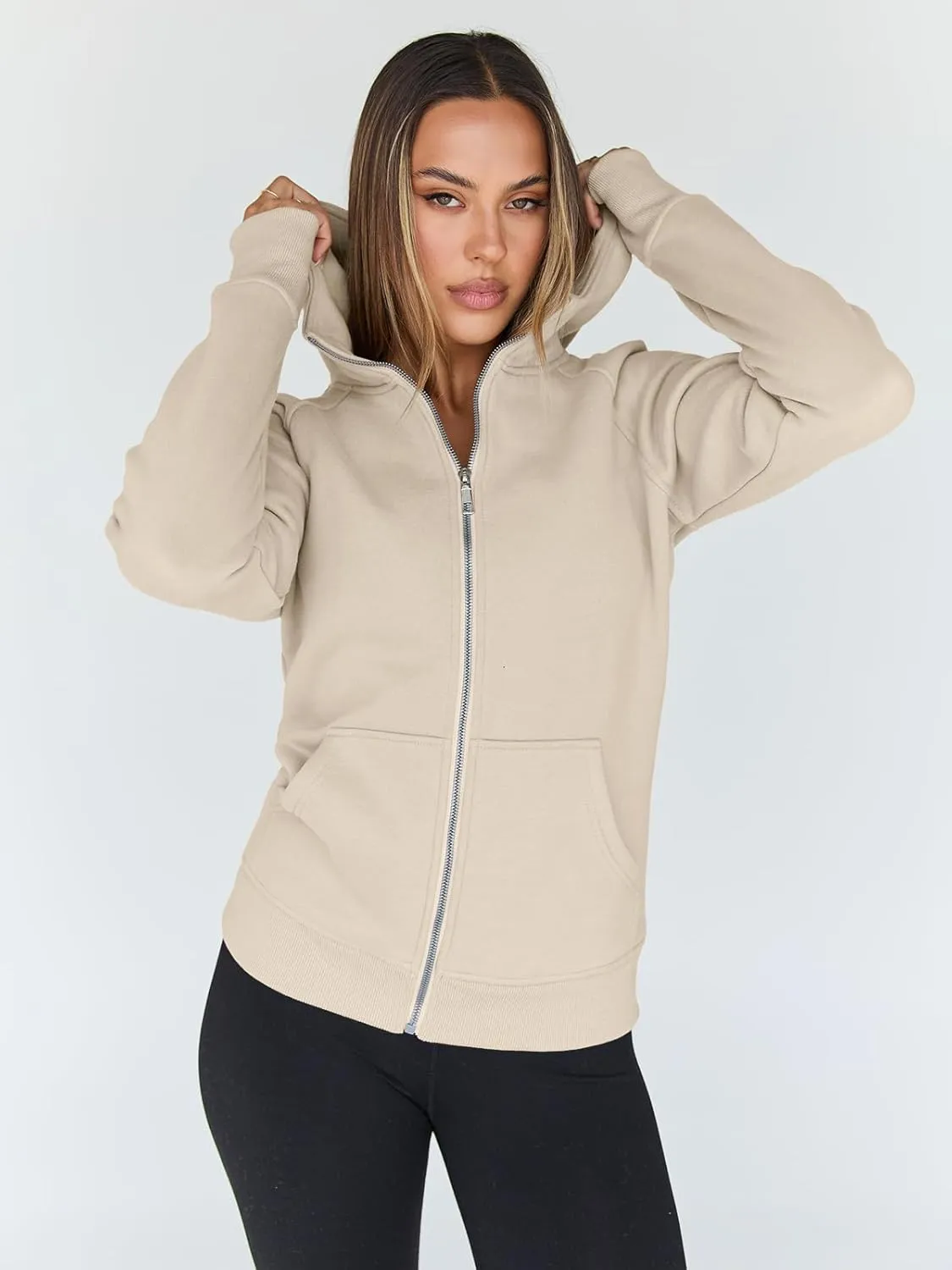 Trendy Queen Womens Zip Up Hoodies Fleece Jackets Oversized Sweatshirts Fall Fashion Outfits Sweaters Winter Clothes