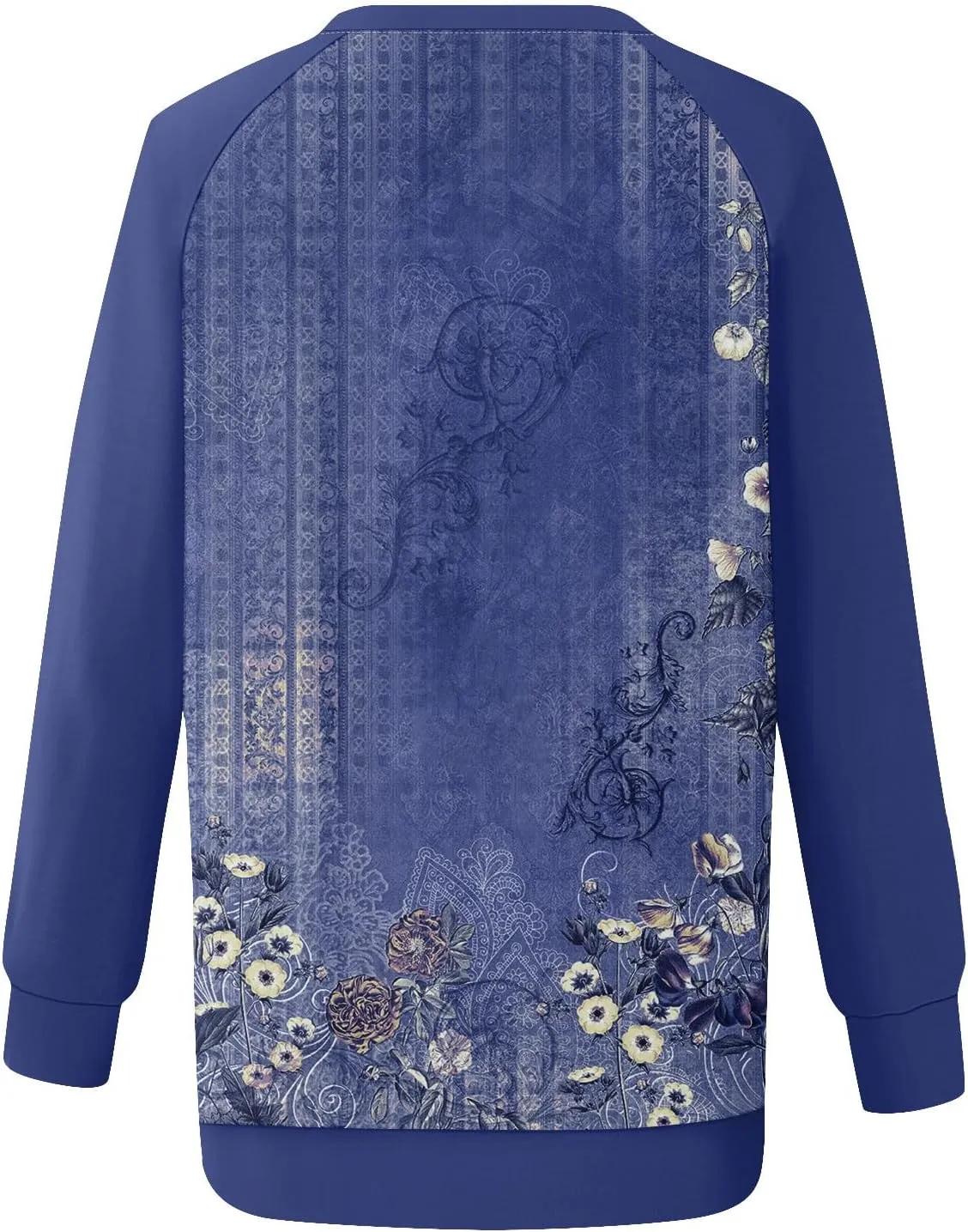 Tunic Sweatshirts for Women Long Sleeve Floral Print Loose Fit Shirts Crewneck Graphic Trendy Sweater Clothing