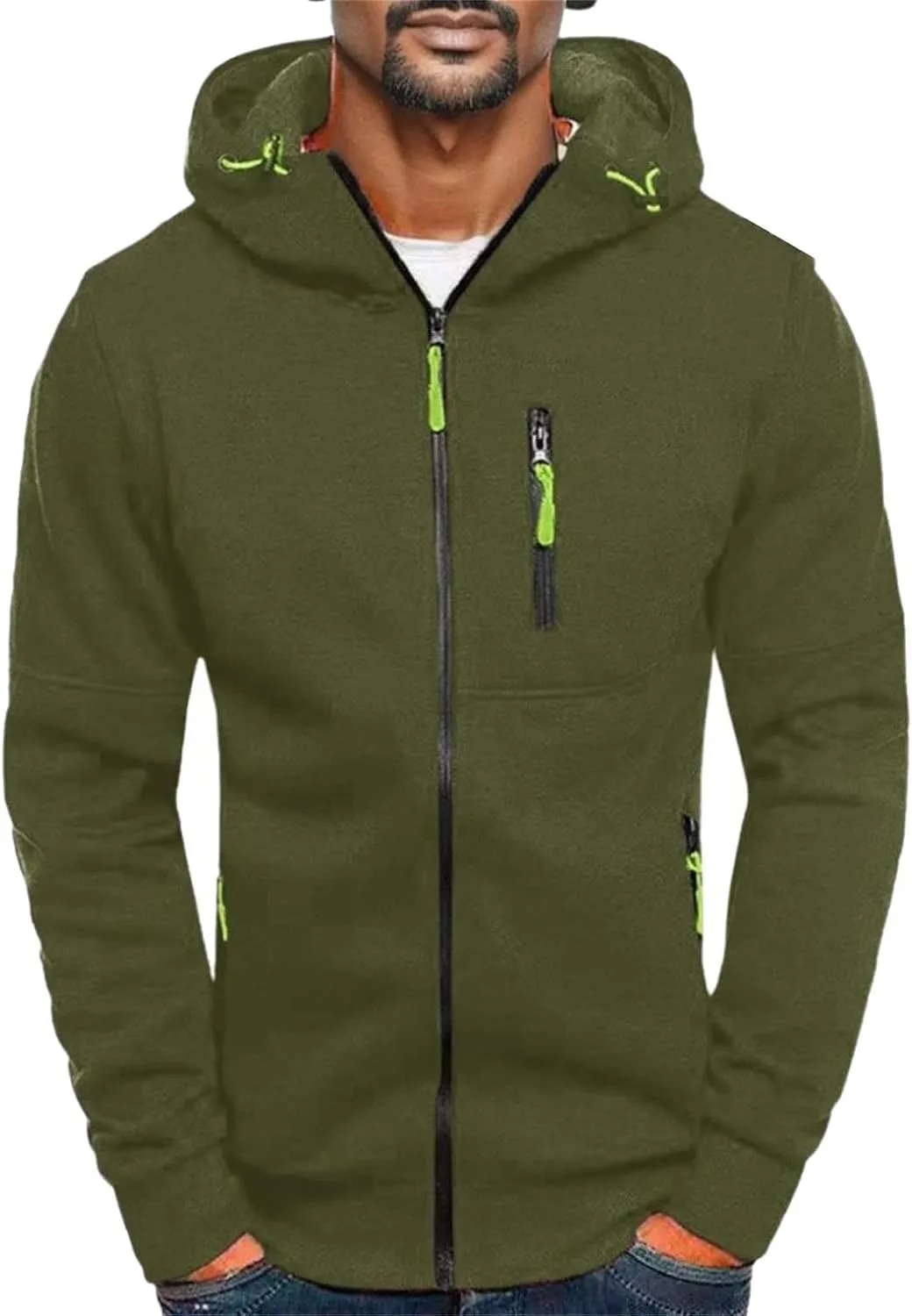 TUQIDEWU Mens Hoodies Zip Up Slim Fit, Hoodies for Men Big and Tall Zipper Fleece Sweatshirts Long Sleeve Sweatshirts Coats