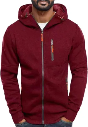 TUQIDEWU Mens Hoodies Zip Up Slim Fit, Hoodies for Men Big and Tall Zipper Fleece Sweatshirts Long Sleeve Sweatshirts Coats