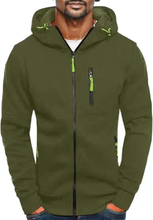 TUQIDEWU Mens Hoodies Zip Up Slim Fit, Hoodies for Men Big and Tall Zipper Fleece Sweatshirts Long Sleeve Sweatshirts Coats