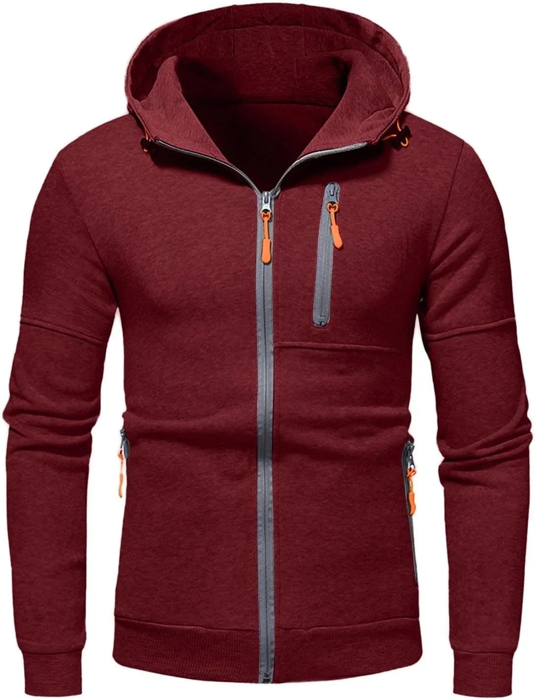 TUQIDEWU Mens Hoodies Zip Up Slim Fit, Hoodies for Men Big and Tall Zipper Fleece Sweatshirts Long Sleeve Sweatshirts Coats