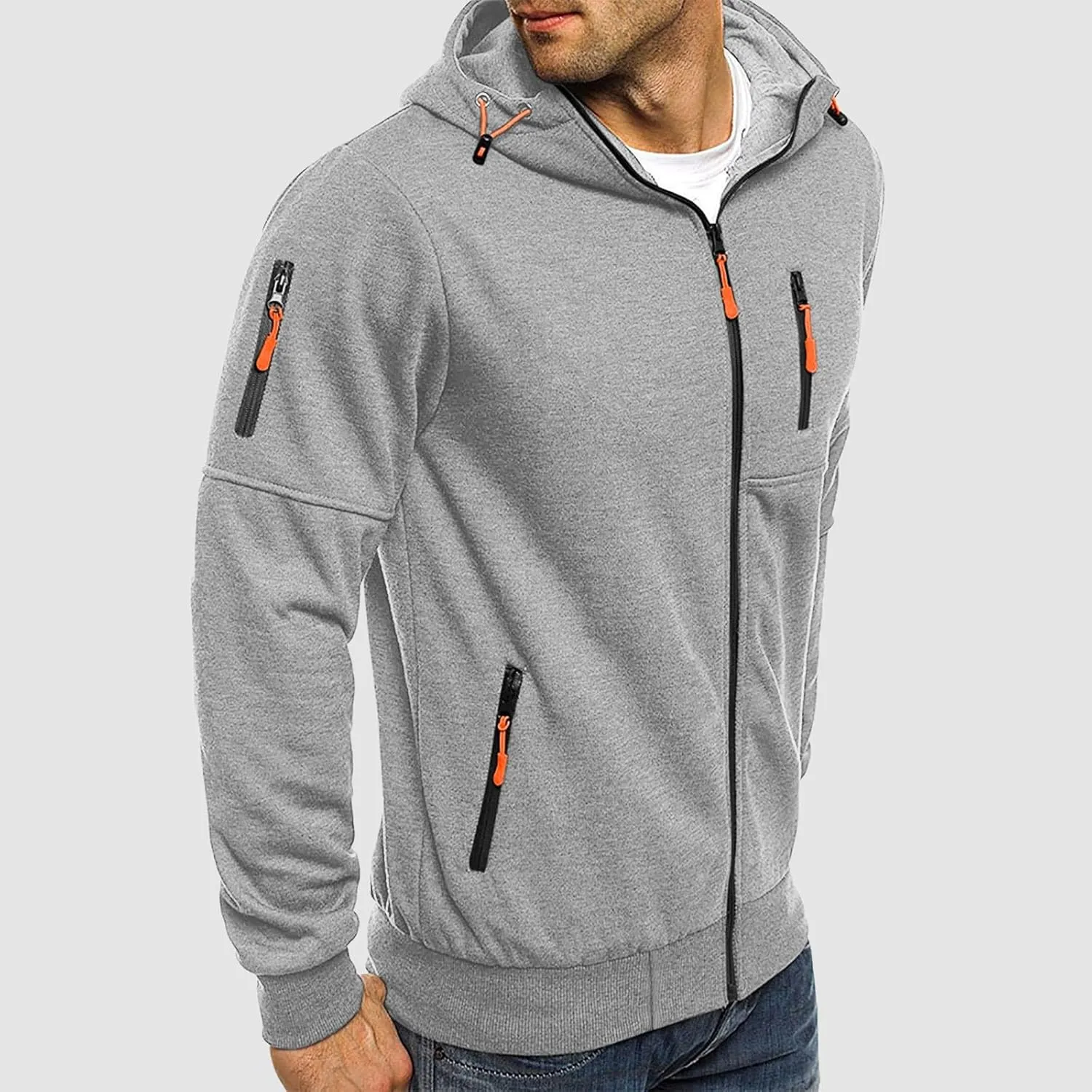TUQIDEWU Mens Zip Up Hoodie, Casual Hoodies for Men with Zip Pockets Full Zip Long Sleeve Pullover Sports Hooded Jackets 2025