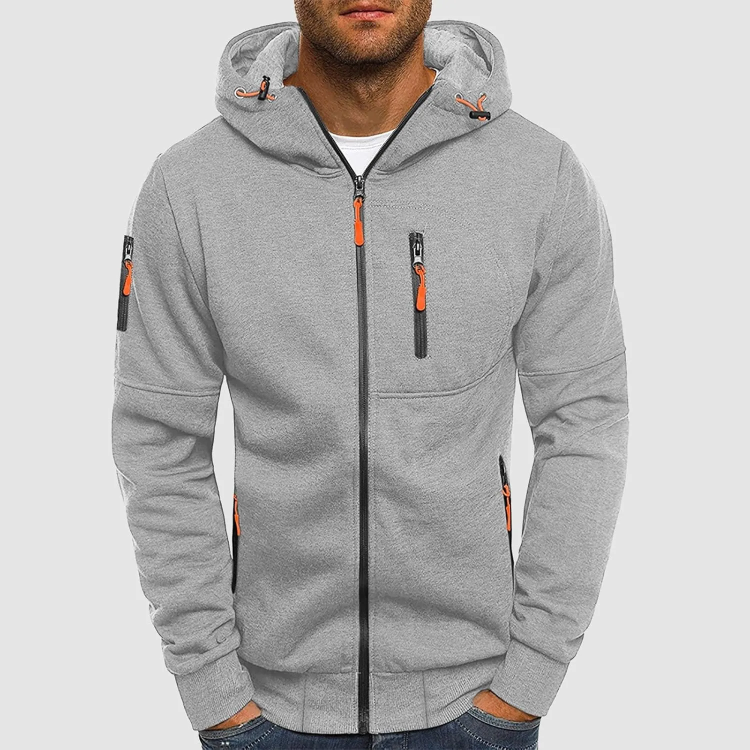 TUQIDEWU Mens Zip Up Hoodie, Casual Hoodies for Men with Zip Pockets Full Zip Long Sleeve Pullover Sports Hooded Jackets 2025