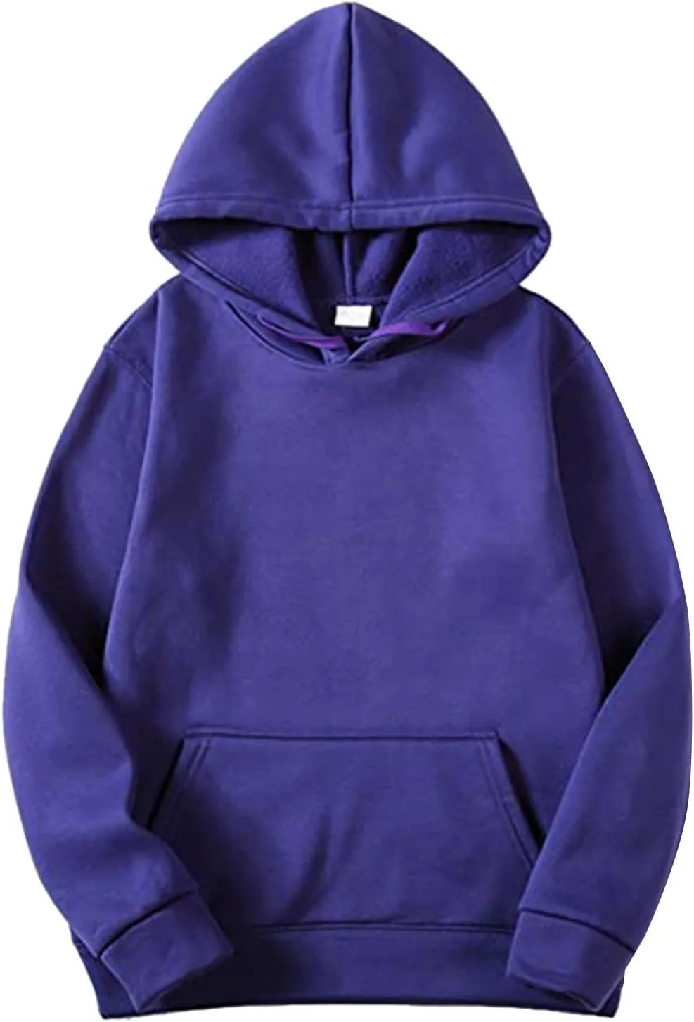 Unisex Fleece Long Sleeves Drawstring Plain Hooded Sweatshirt Pullover Solid Hoodie Top Undershirt