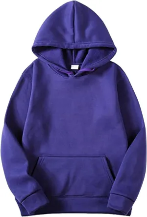 Unisex Fleece Long Sleeves Drawstring Plain Hooded Sweatshirt Pullover Solid Hoodie Top Undershirt