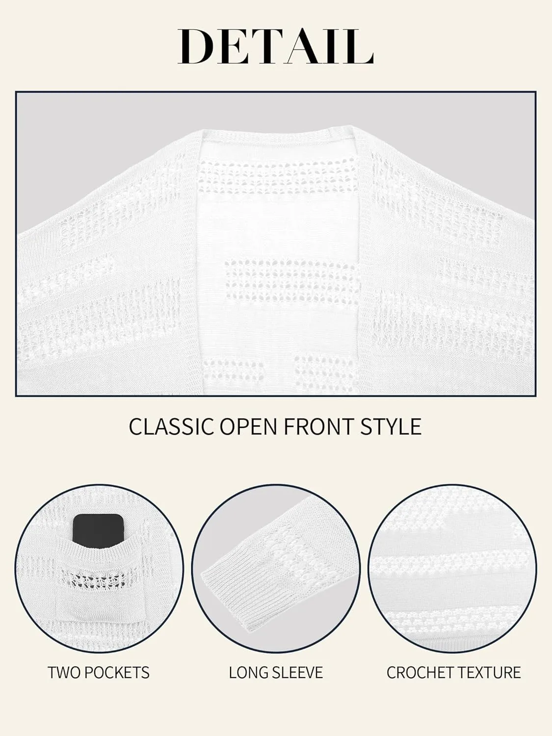 V FOR CITY Women's Cardigans Lightweight Summer Crochet Oversized Long Sleeved Open Front Knit Sweater Trendy
