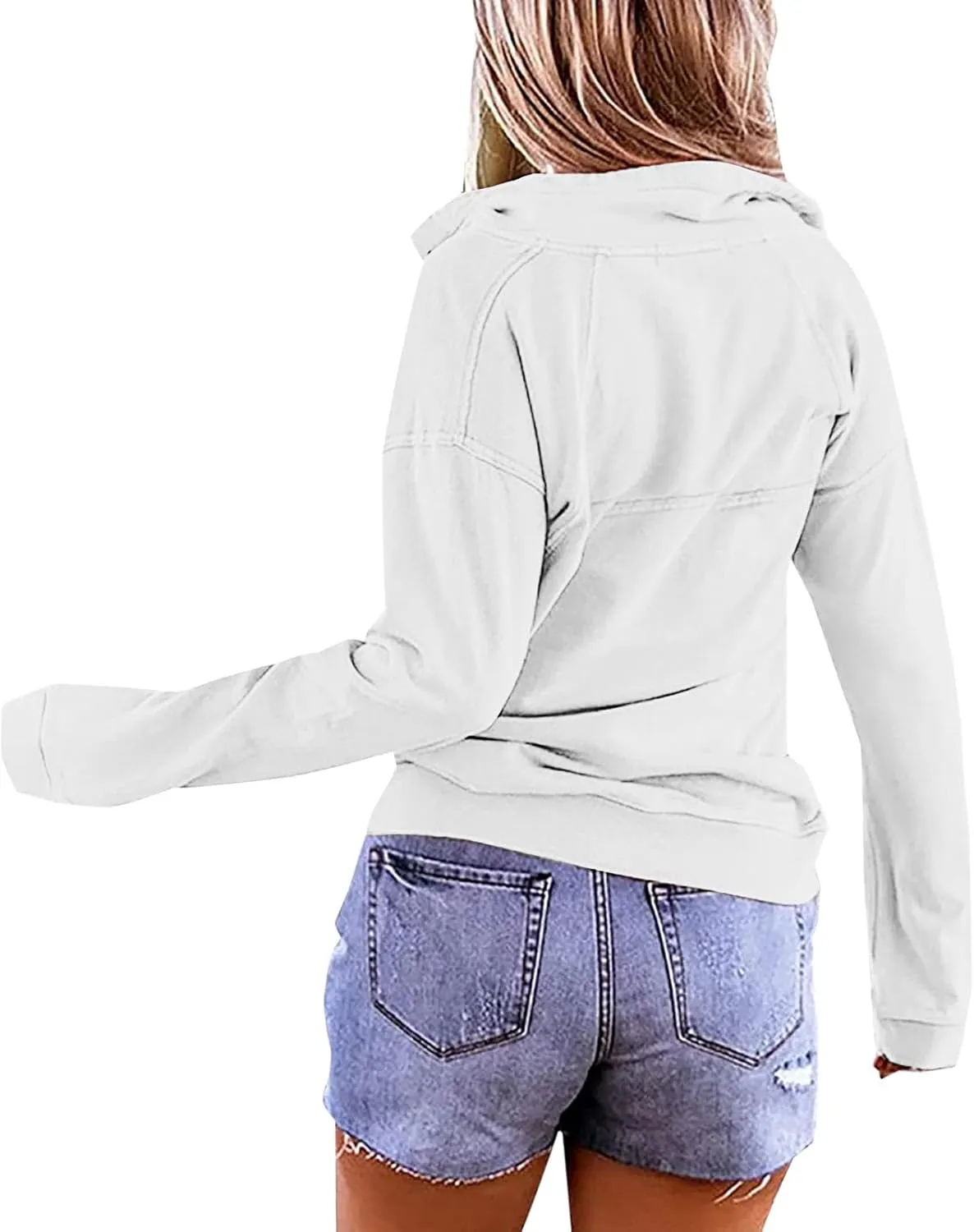 Women Fall Winter Sweatshirts Solid Color Hoodies with Kangaroo Pockets Loose Fit Long Sleeve Tops Pullover Blouse