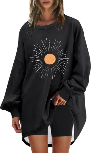 Women Oversized Striped Crewneck Sweatshirt Women's Large Round Neck Sports Oversize Lantern Sleeve Pullover