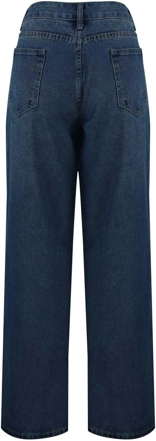 Women Y2k Low Rise Baggy Jeans Loose Fit Casual Straight Wide Leg Jeans Trendy Stretch Long Denim Pants
