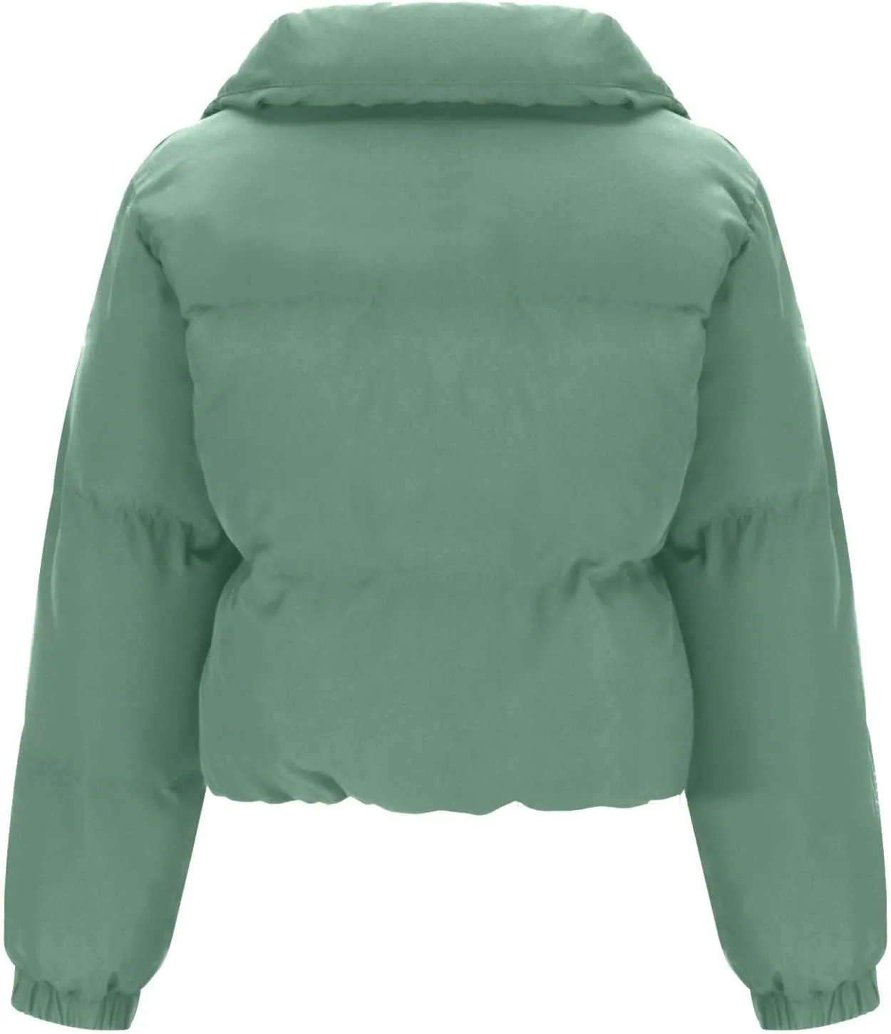 Women's 2024 Winter Long Sleeve Zip Cropped Puffer Jacket Parkas Pockets Baggy Short Down Coats Warm Quilted Jacket