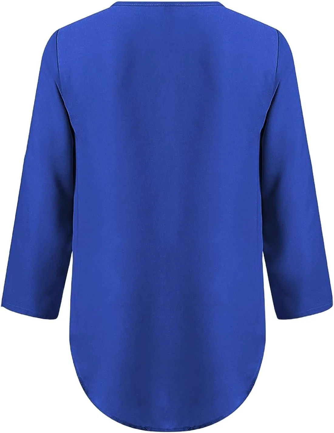 Womens 3/4 Sleeve Shirt Zipper Work Blouses Pullovers V Neck Casual Tunics Tops Pull-up Sleeves Dress Shirts