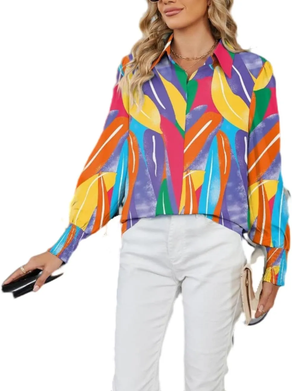 Women's Boho Stylish Blouse, 2025 Autumn and Winter Lapel Long Sleeve Loose Printed Shirts for Women