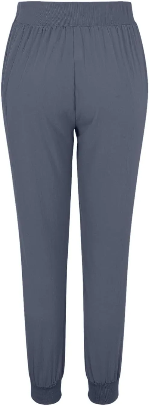 Womens Cotton Linen Tapered Pants Summer Comfy Loose Fit Drawstring Elastic Waist Pants Casual Trousers with Pockets