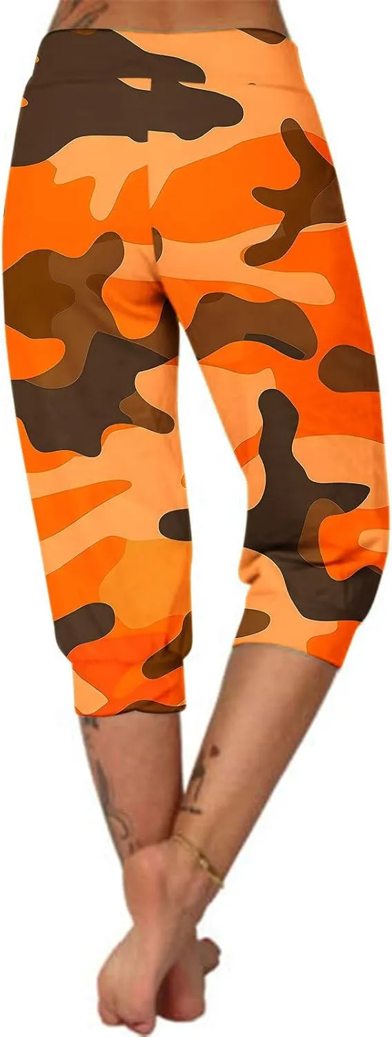 Womens Cropped Capris Cargo Joggers Pants Stretch Camouflage Sweatpants Workout Athletic Yoga Pants Summer Trousers