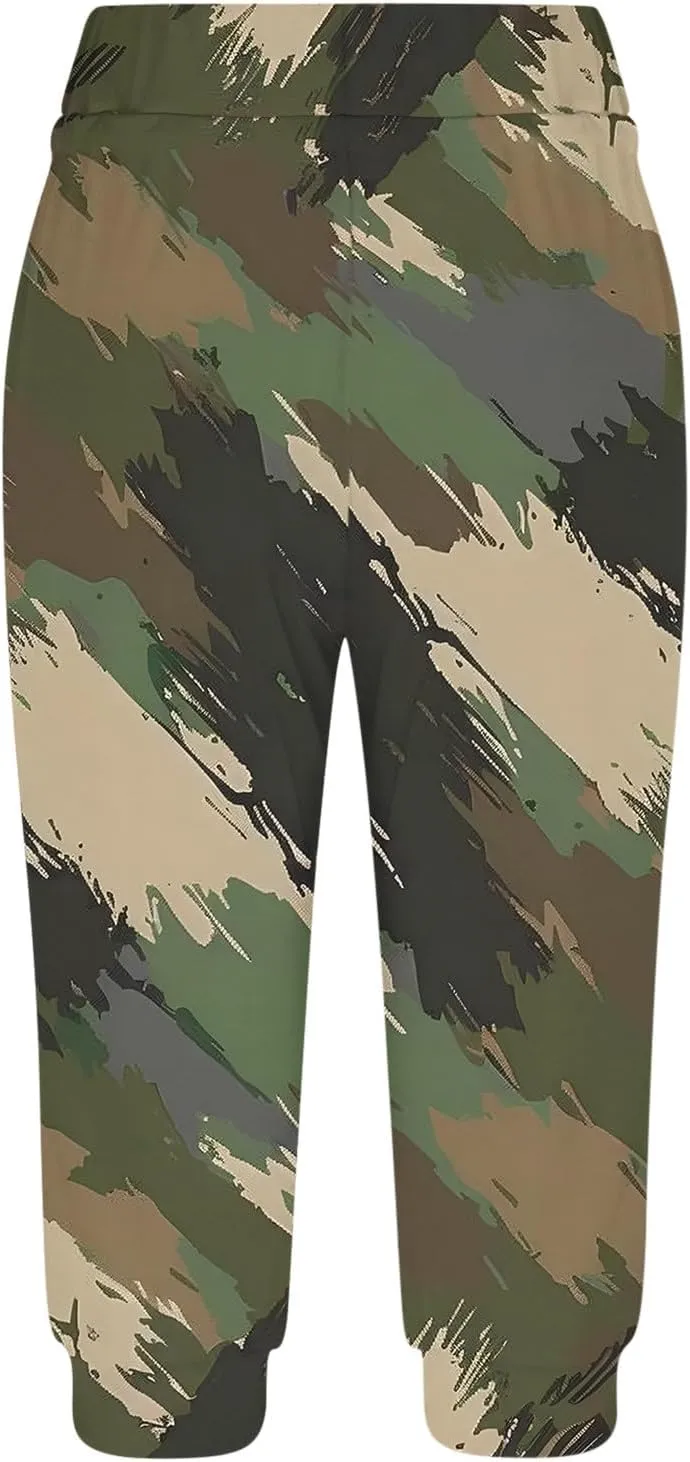 Womens Cropped Capris Cargo Joggers Pants Stretch Camouflage Sweatpants Workout Athletic Yoga Pants Summer Trousers