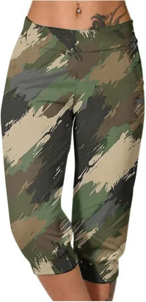 Womens Cropped Capris Cargo Joggers Pants Stretch Camouflage Sweatpants Workout Athletic Yoga Pants Summer Trousers