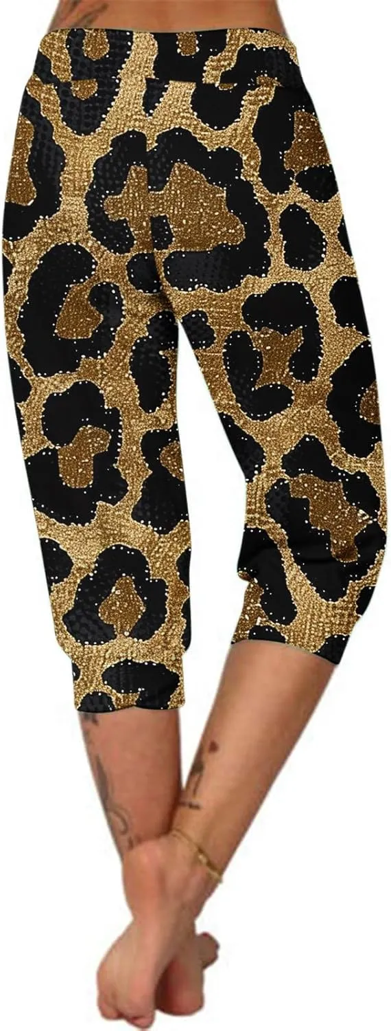 Womens Cropped Capris Cargo Joggers Pants Stretch Camouflage Sweatpants Workout Athletic Yoga Pants Summer Trousers