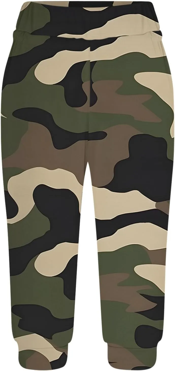 Womens Cropped Capris Cargo Joggers Pants Stretch Camouflage Sweatpants Workout Athletic Yoga Pants Summer Trousers