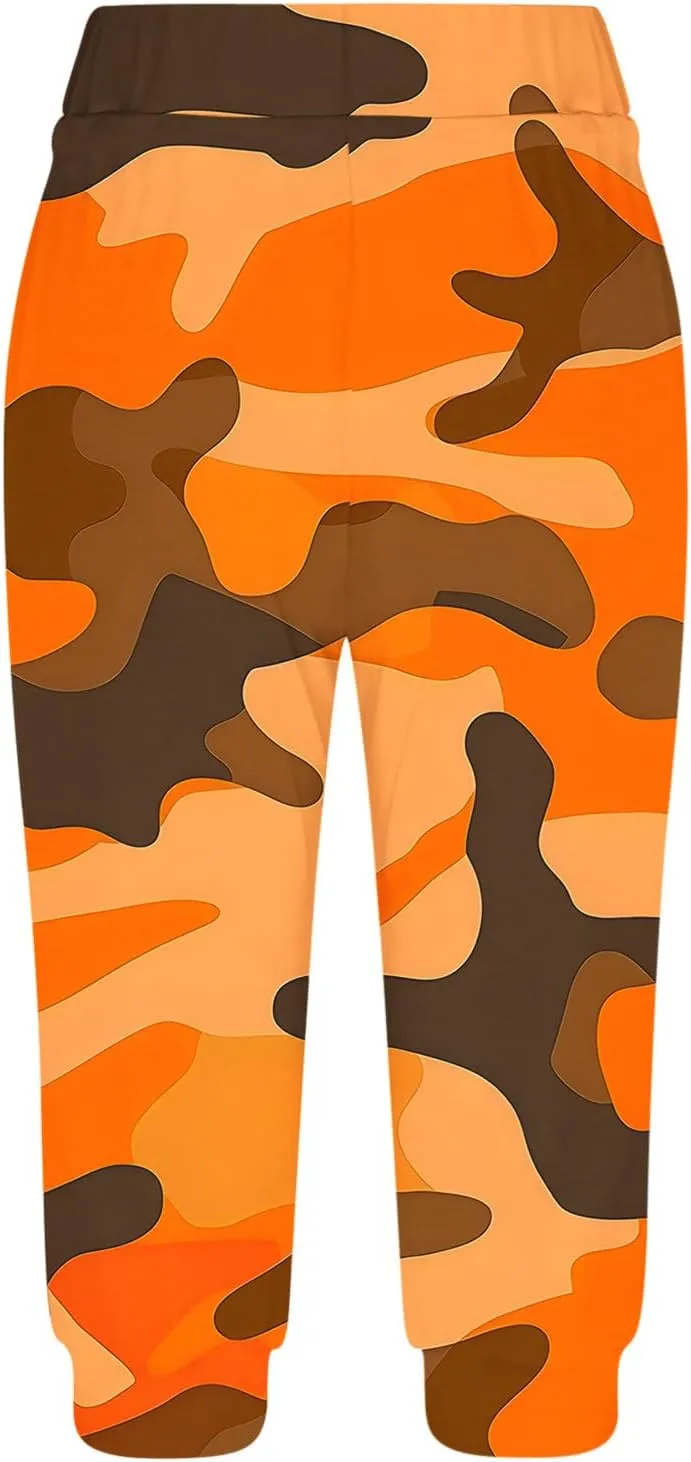 Womens Cropped Capris Cargo Joggers Pants Stretch Camouflage Sweatpants Workout Athletic Yoga Pants Summer Trousers