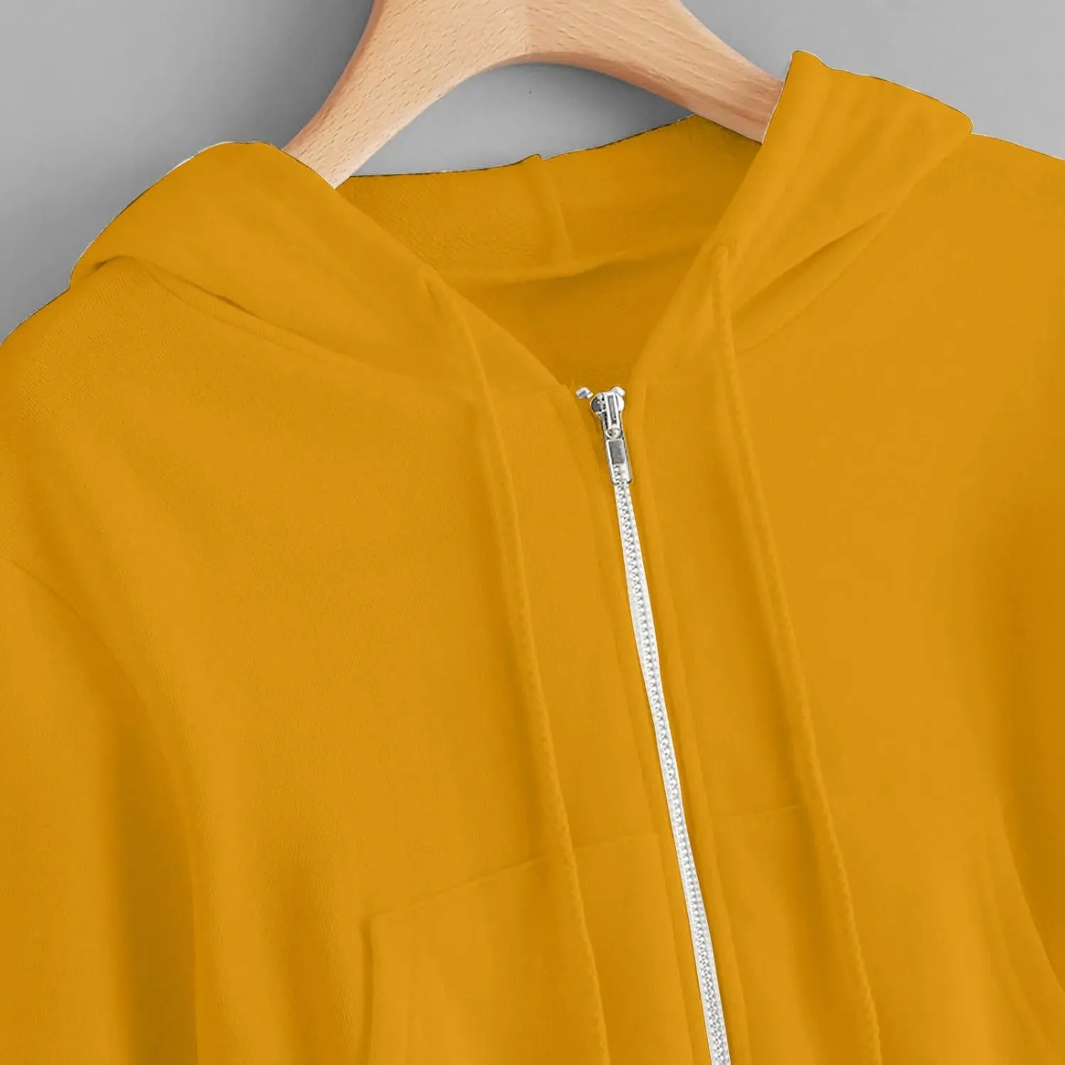 Womens Cropped Zip Up Hoodies Long Sleeve Sweatshirt Jacket with Hood Trendy Y2K Crop Tops Teen Girls Clothes 2024