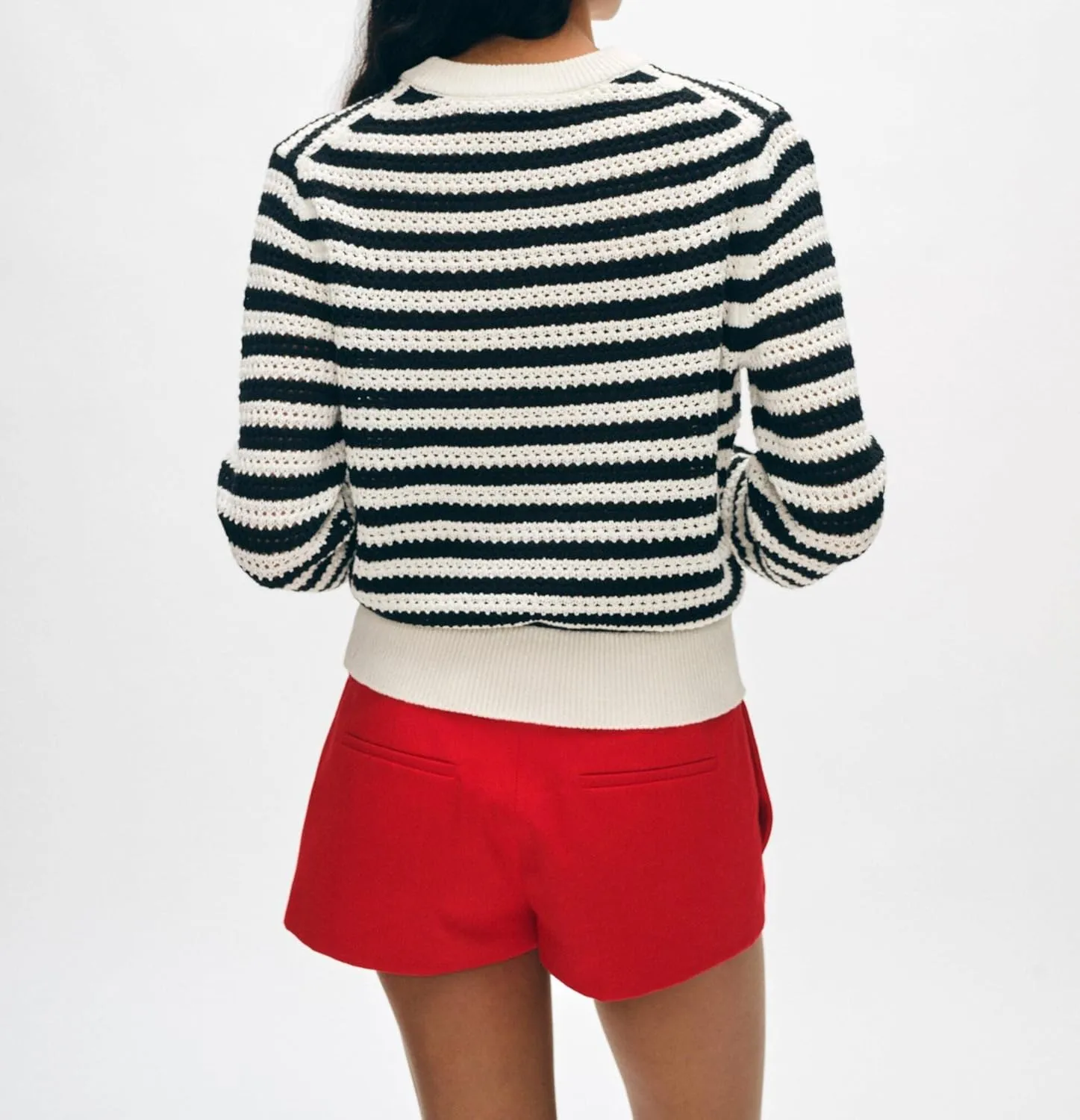 Women's Fall Winter Long Sleeve Striped Sweater Casual Crew Neck Color Block Pullover Knit Tops