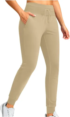 Women's Fleece Lined Joggers Drawstring High Waisted Sweatpants Winter Warm Thermal Running Pant with Pocket