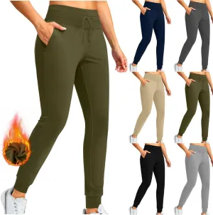 Women's Fleece Lined Joggers Drawstring High Waisted Sweatpants Winter Warm Thermal Running Pant with Pocket