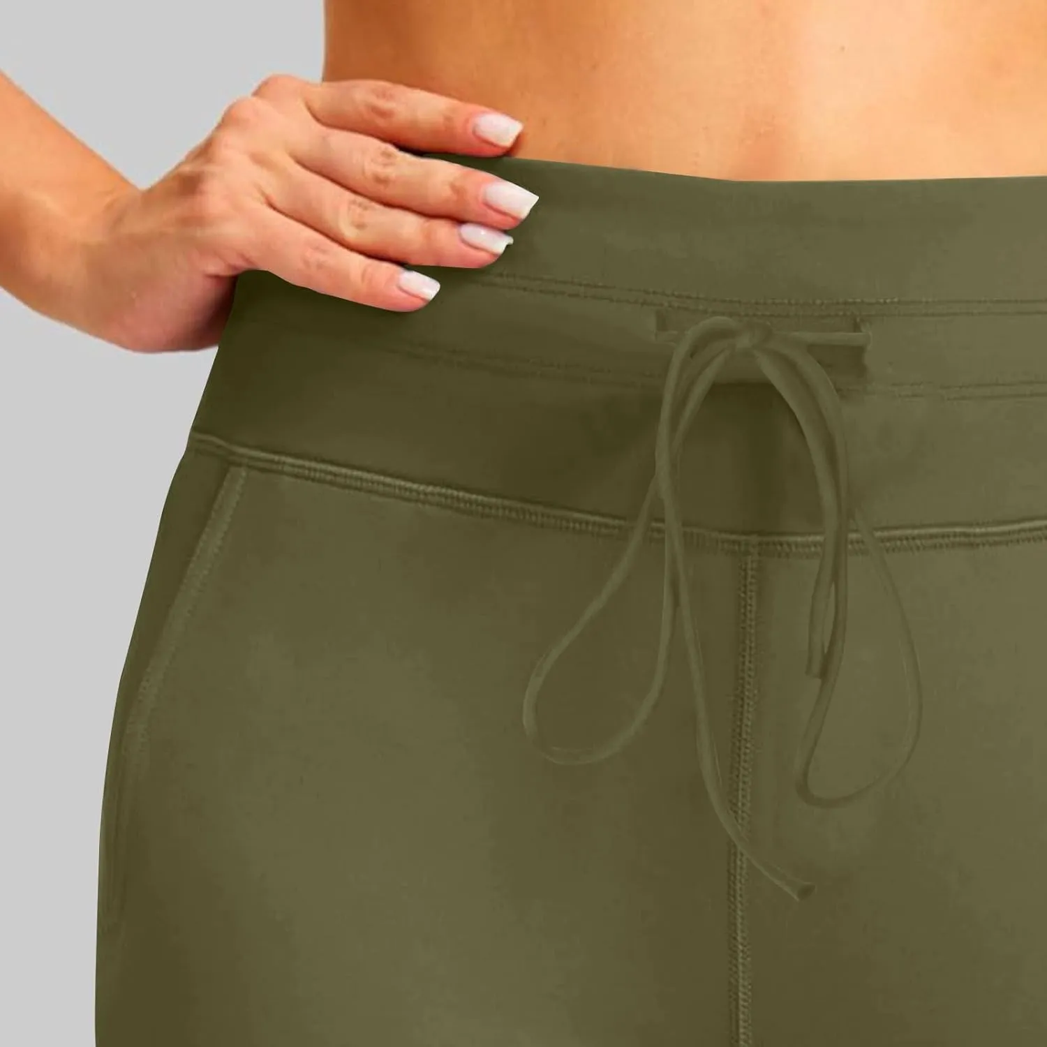 Womens Fleece Lined Joggers High Waisted Slim Fit Winter Warm Sweatpants Drawstring Yoga Hiking Pants with Pockets