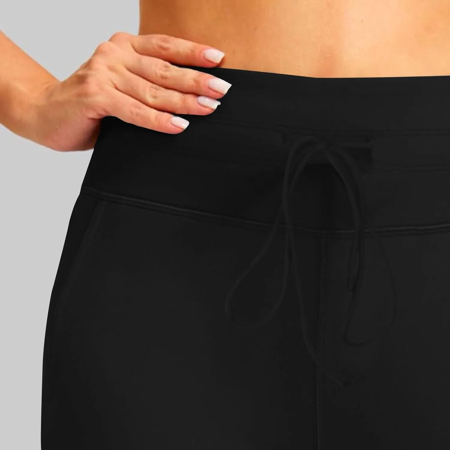 Womens Fleece Lined Joggers High Waisted Slim Fit Winter Warm Sweatpants Drawstring Yoga Hiking Pants with Pockets
