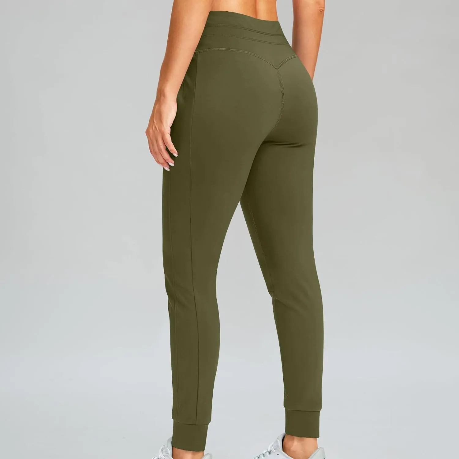 Womens Fleece Lined Joggers High Waisted Slim Fit Winter Warm Sweatpants Drawstring Yoga Hiking Pants with Pockets