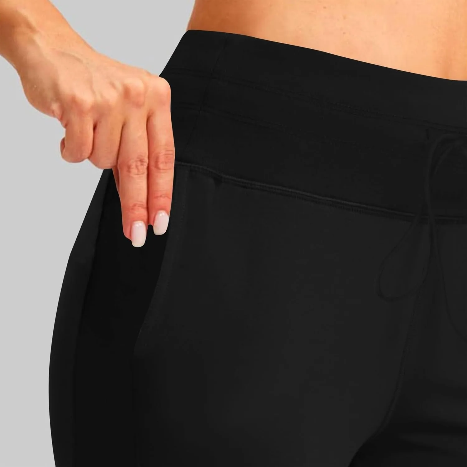 Womens Fleece Lined Joggers High Waisted Slim Fit Winter Warm Sweatpants Drawstring Yoga Hiking Pants with Pockets
