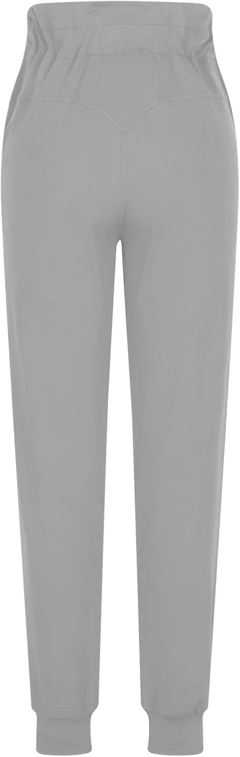 Womens Fleece Lined Joggers High Waisted Slim Fit Winter Warm Sweatpants Drawstring Yoga Hiking Pants with Pockets
