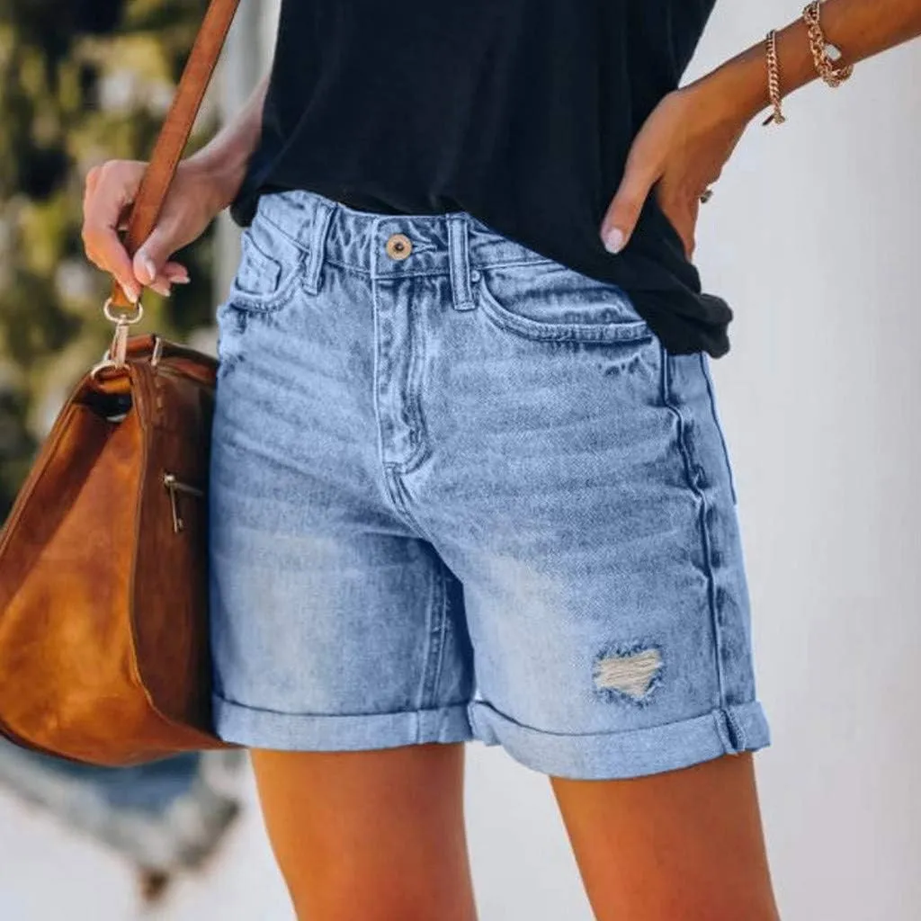 Womens High Waisted Denim Shorts Girls Trendy Ripped Stretchy Baggy Jean Shorts Casual Bermuda Shorts Summer Hot Pant