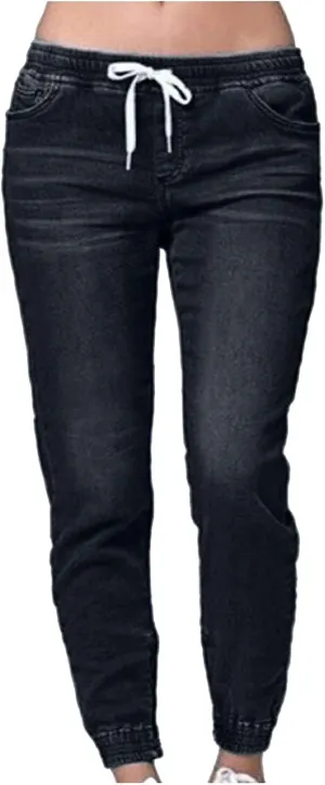 Womens Jeans Joggers High Waisted Jeans Stretch Loose Denim Pants Casual Drawstring Straight Leg Denim Jogger Pants