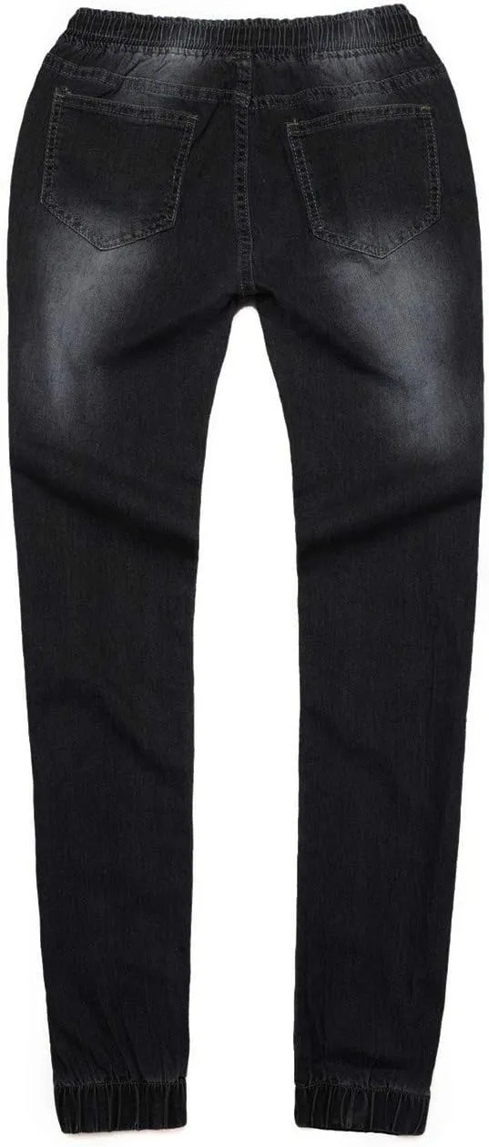 Womens Jeans Joggers High Waisted Jeans Stretch Loose Denim Pants Casual Drawstring Straight Leg Denim Jogger Pants