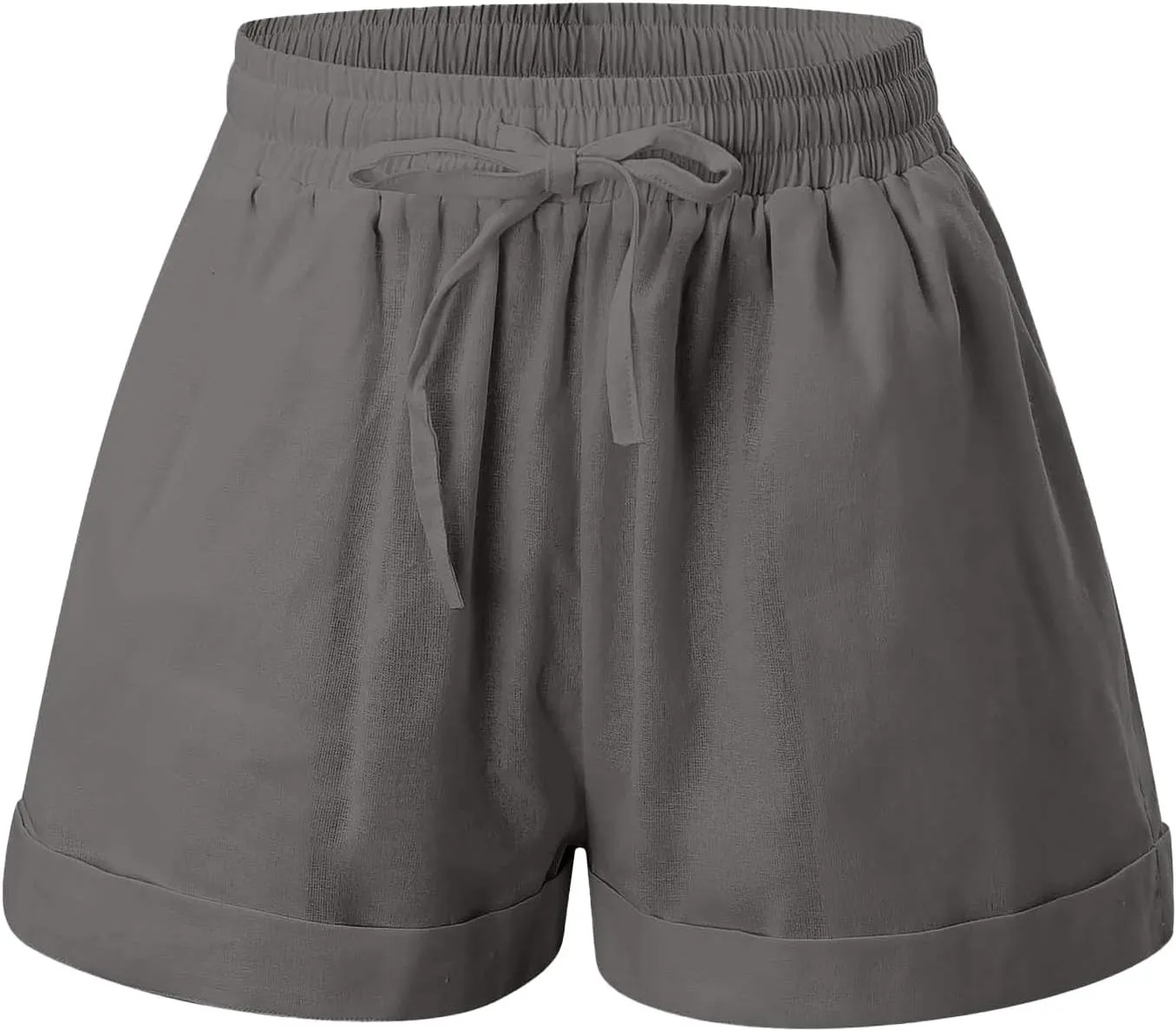 Women's Linen Shorts High Waisted Pleated Casual Bermuda Pants Lightweight Loose Wide Leg Workout Short with Pockets