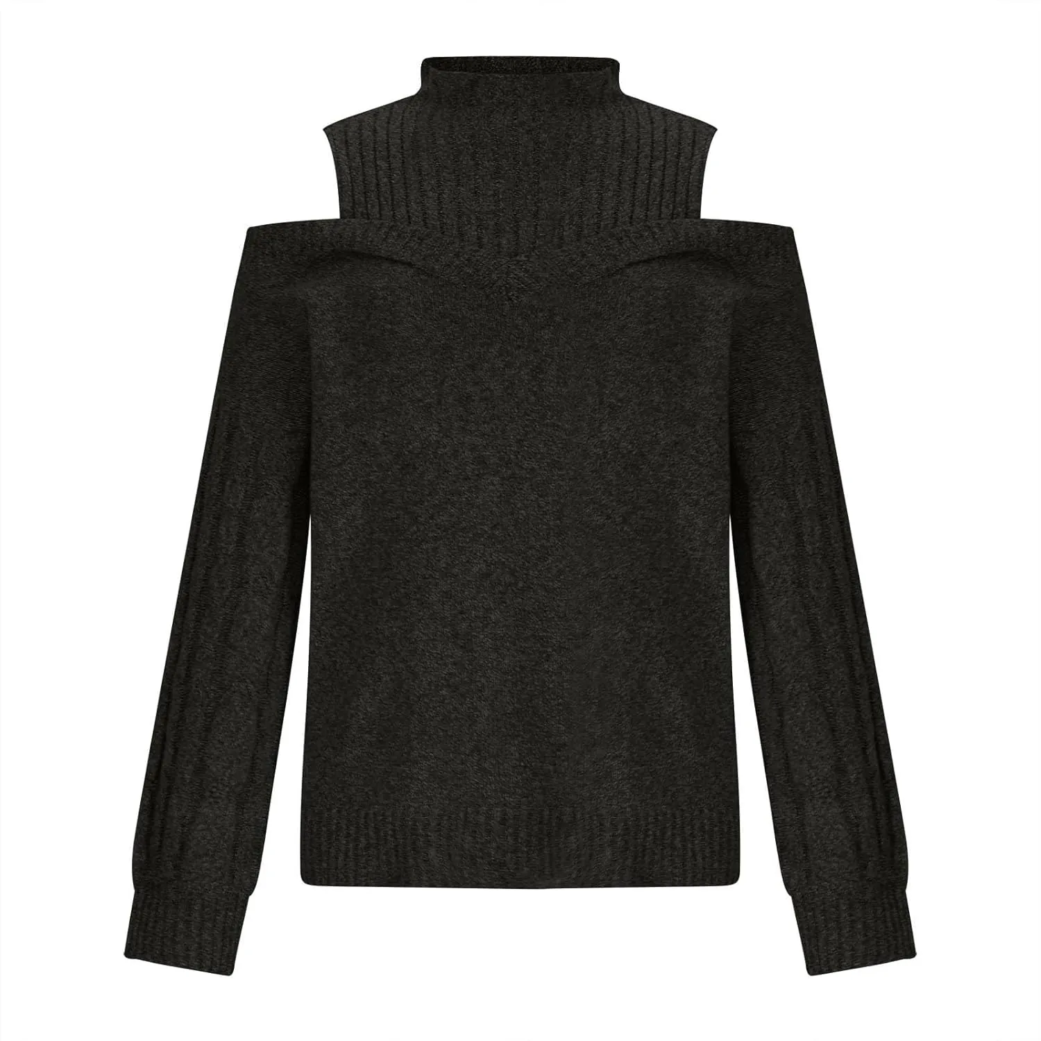 Womens Off The Shoulder Oversized Sweaters Fall Winter Turtleneck Cold Shoulder Long Sleeve Chunky Knit Sweater Tops