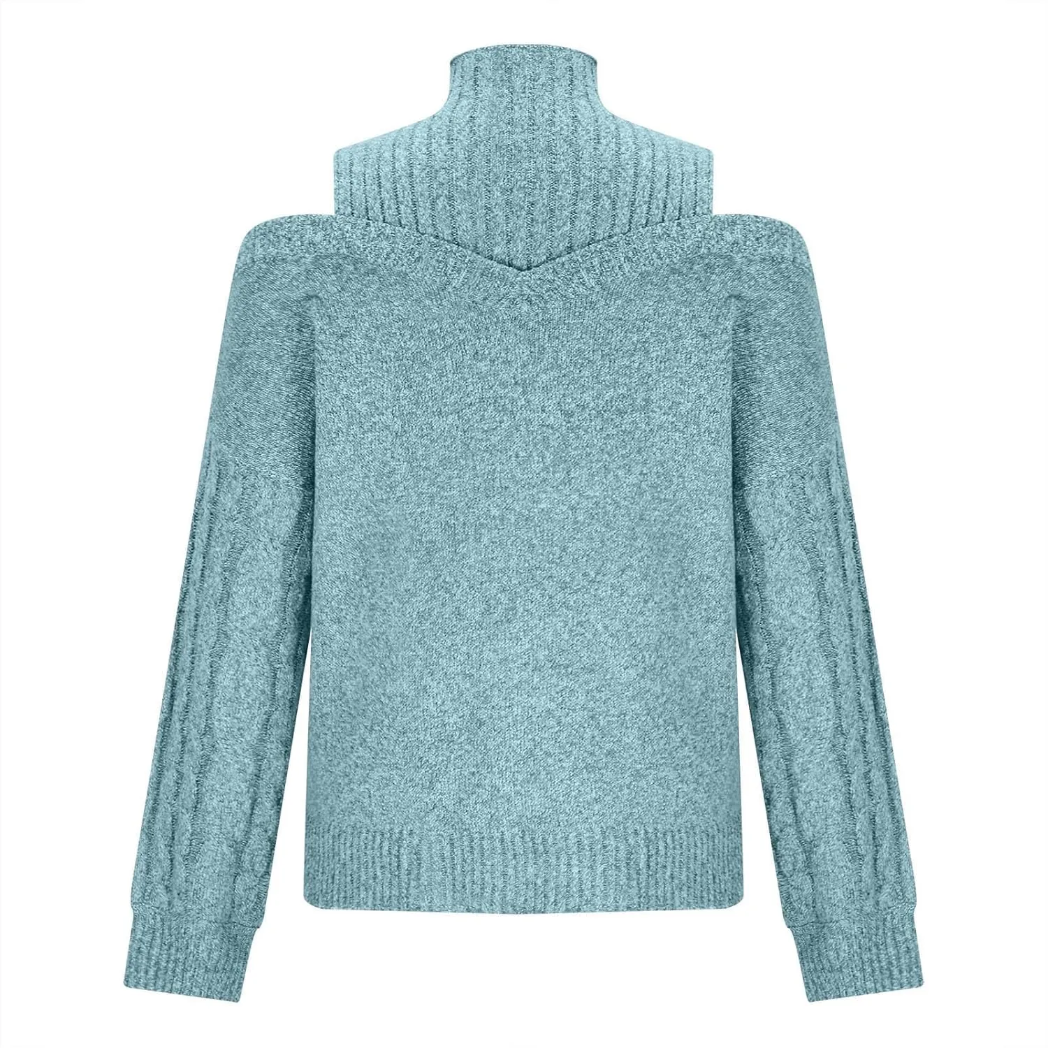 Womens Off The Shoulder Oversized Sweaters Fall Winter Turtleneck Cold Shoulder Long Sleeve Chunky Knit Sweater Tops