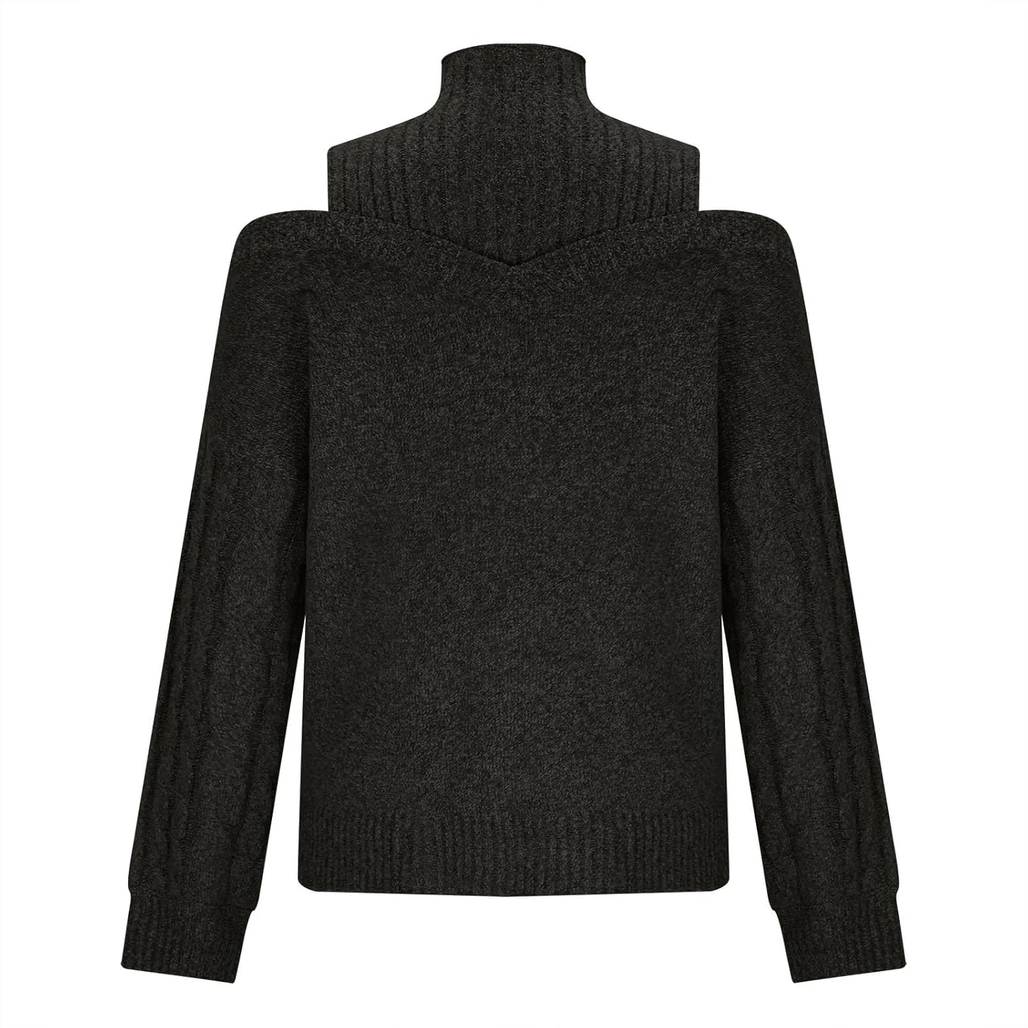 Womens Off The Shoulder Oversized Sweaters Fall Winter Turtleneck Cold Shoulder Long Sleeve Chunky Knit Sweater Tops