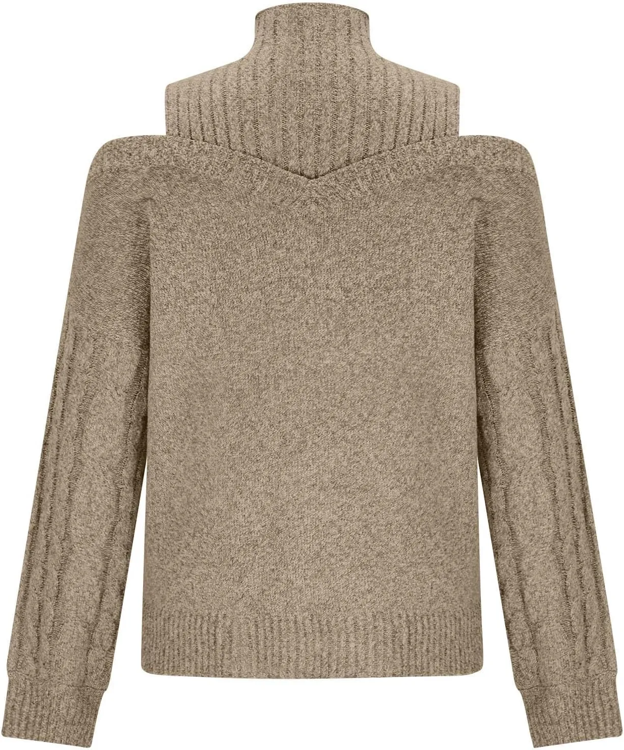 Womens Off The Shoulder Oversized Sweaters Fall Winter Turtleneck Cold Shoulder Long Sleeve Chunky Knit Sweater Tops
