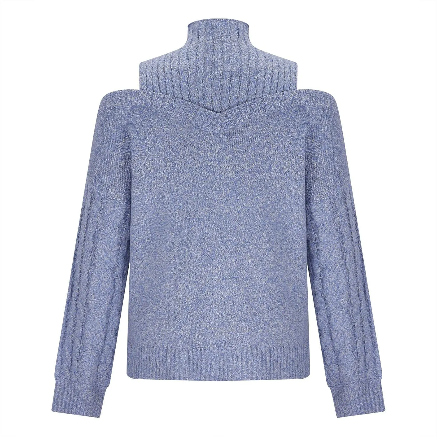 Womens Off The Shoulder Oversized Sweaters Fall Winter Turtleneck Cold Shoulder Long Sleeve Chunky Knit Sweater Tops