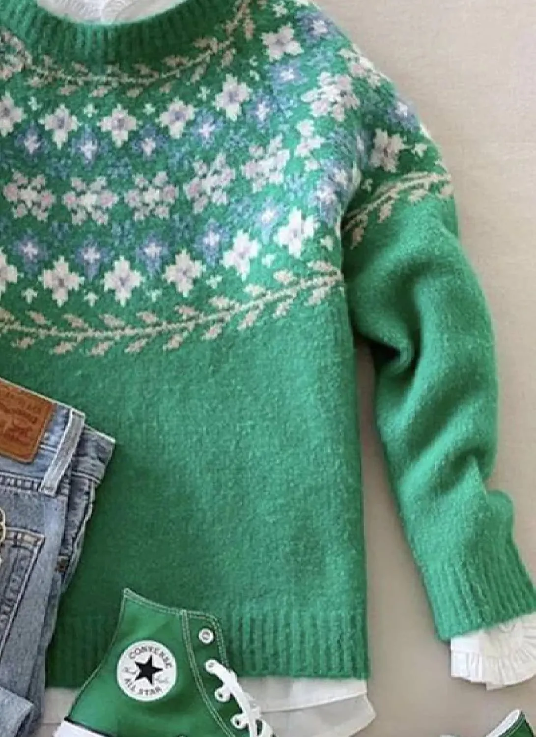 Women's Oversized Fair Isle Print Mock Neck Sweaters Long Sleeve Chunky Warm Knit Tops 2025 Spring Pullover Jumpers
